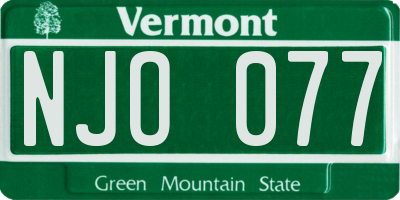 VT license plate NJO077