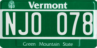 VT license plate NJO078