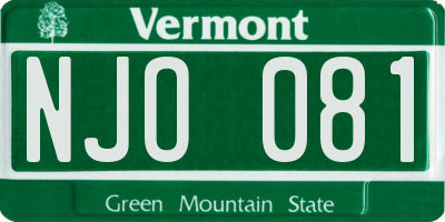 VT license plate NJO081
