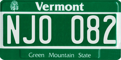 VT license plate NJO082