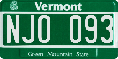 VT license plate NJO093