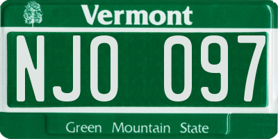 VT license plate NJO097