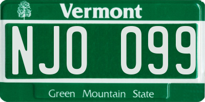 VT license plate NJO099