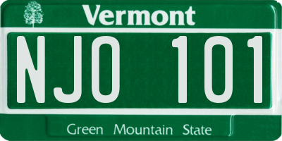 VT license plate NJO101