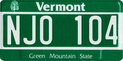 VT license plate NJO104