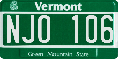VT license plate NJO106