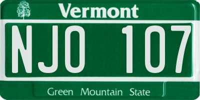 VT license plate NJO107