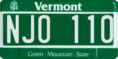 VT license plate NJO110