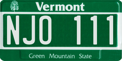VT license plate NJO111