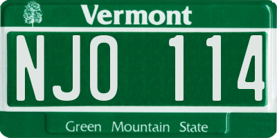 VT license plate NJO114