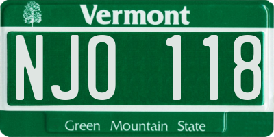 VT license plate NJO118