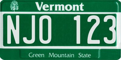 VT license plate NJO123