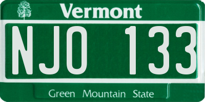 VT license plate NJO133