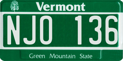 VT license plate NJO136