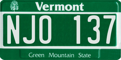 VT license plate NJO137