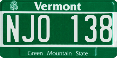 VT license plate NJO138