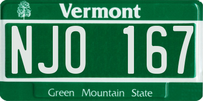 VT license plate NJO167