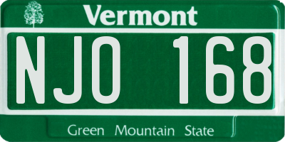 VT license plate NJO168
