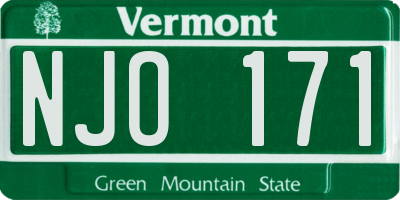 VT license plate NJO171