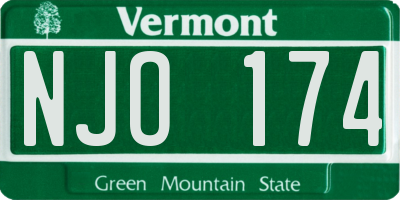 VT license plate NJO174