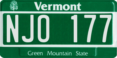 VT license plate NJO177