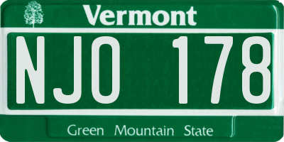 VT license plate NJO178