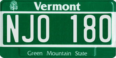 VT license plate NJO180