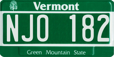 VT license plate NJO182