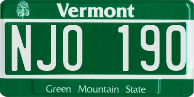 VT license plate NJO190
