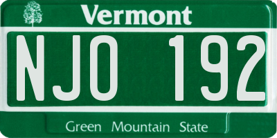VT license plate NJO192