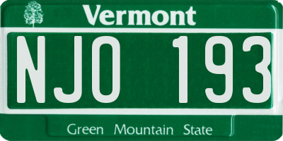 VT license plate NJO193
