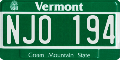 VT license plate NJO194