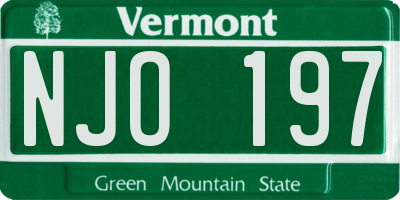 VT license plate NJO197
