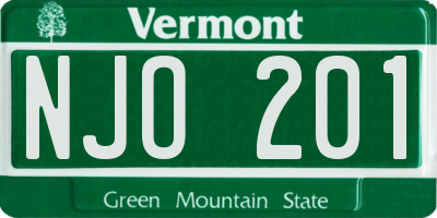 VT license plate NJO201
