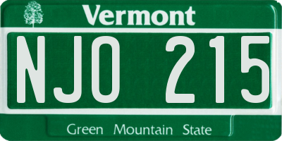 VT license plate NJO215