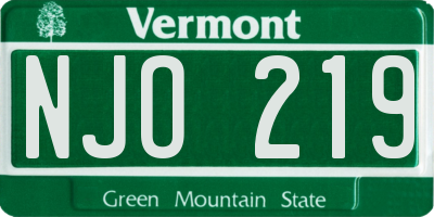 VT license plate NJO219