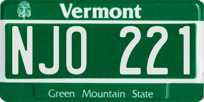 VT license plate NJO221