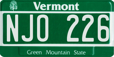 VT license plate NJO226