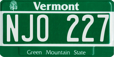 VT license plate NJO227