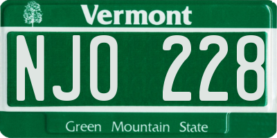 VT license plate NJO228