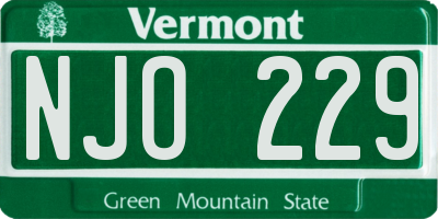 VT license plate NJO229
