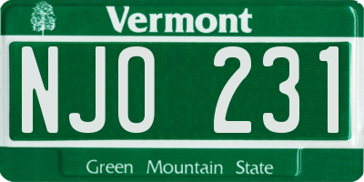 VT license plate NJO231