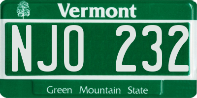 VT license plate NJO232