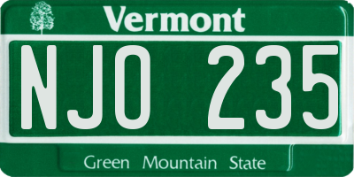 VT license plate NJO235