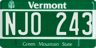 VT license plate NJO243