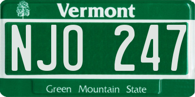 VT license plate NJO247
