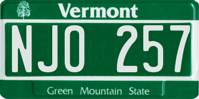 VT license plate NJO257