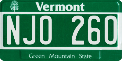 VT license plate NJO260