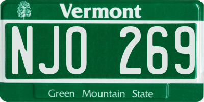 VT license plate NJO269