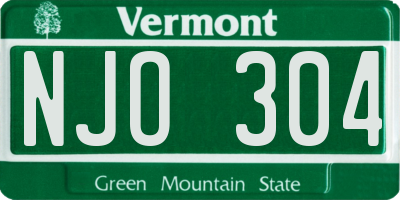 VT license plate NJO304
